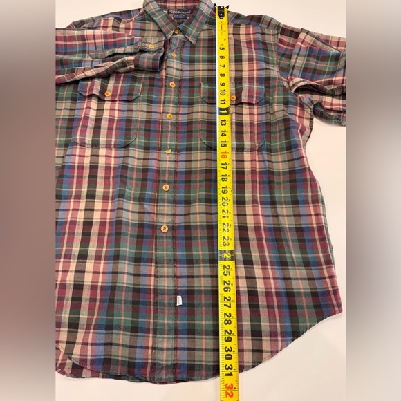 VTG Polo Ralph Lauren Lived In Shirt Mens Size L Wool Cotton Blend Flannel Plaid - Picture 2 of 9